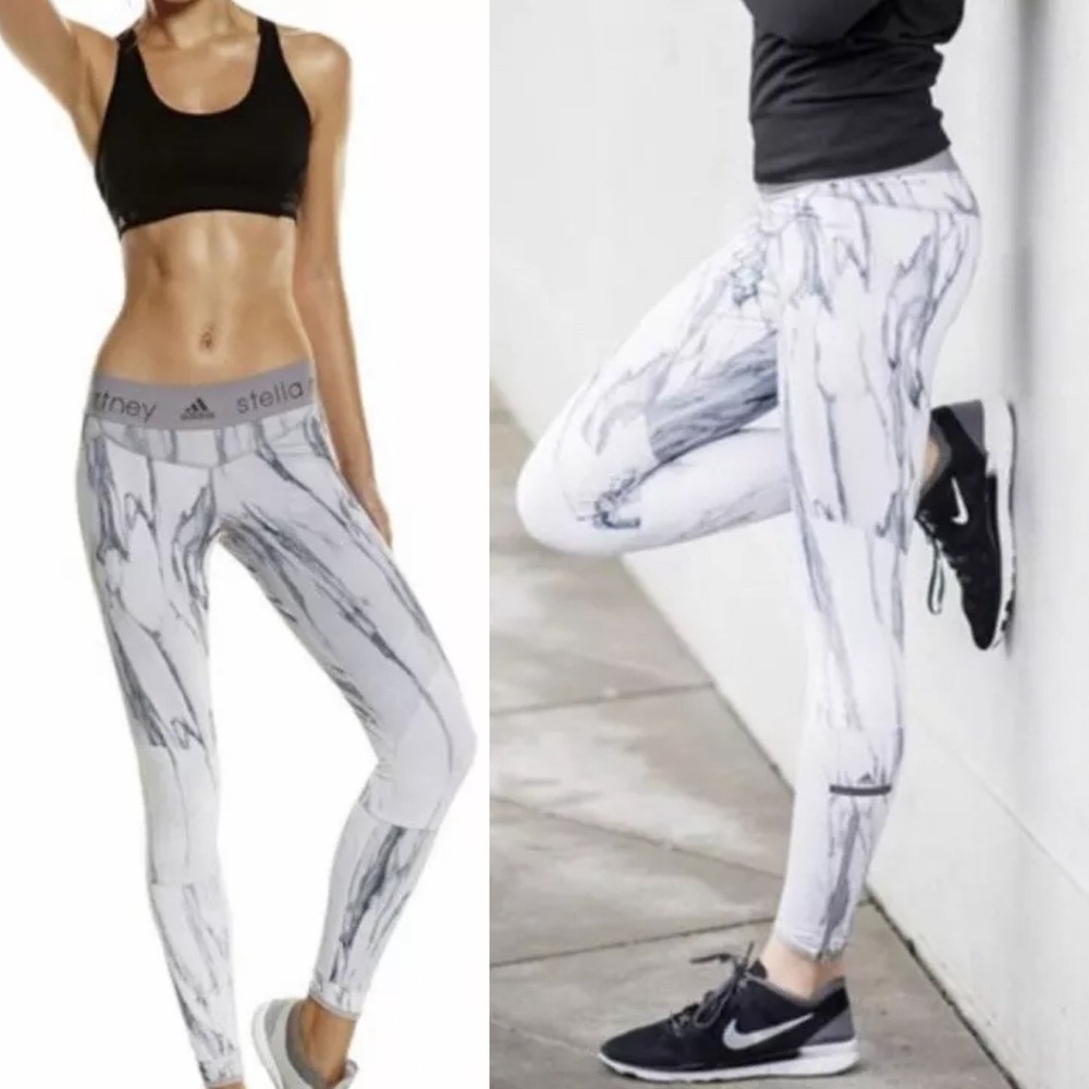 Stella McCartney Stella Marble Gray Leggings Womens Size Small Ankle Zippers Y2K
